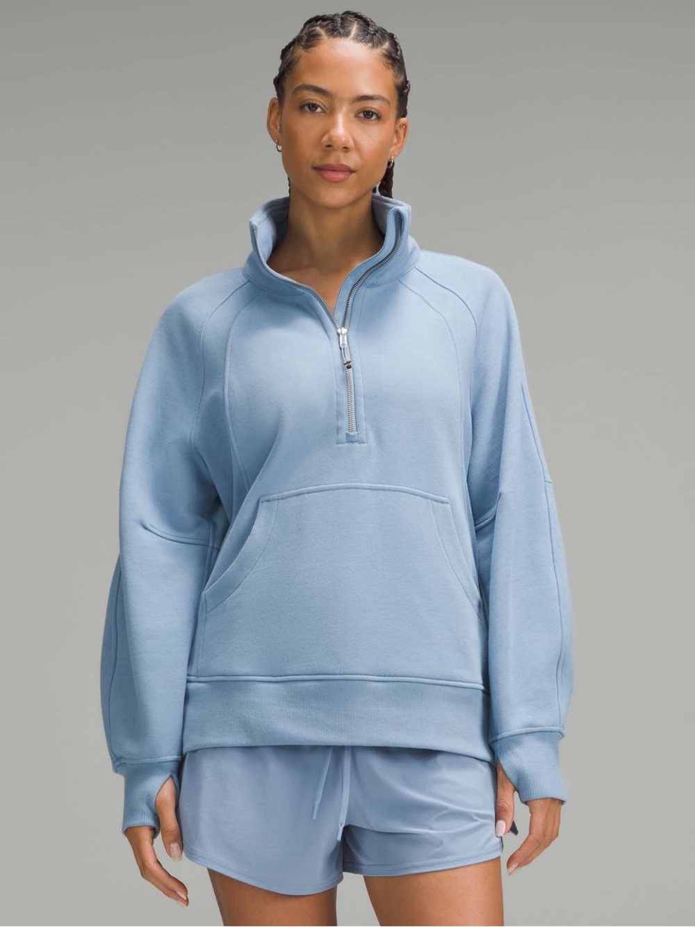 Lululemon Scuba Oversized Funnel-Neck Half Zip *Long Light Blue XS/S